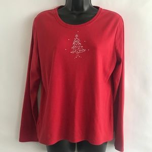 Allison Daley Red/Silver Christmas Tree T-Shirt